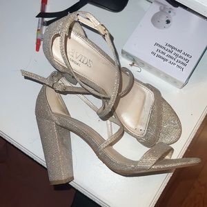 David’s Bridal Crisscross Strap Block Heel Sandals